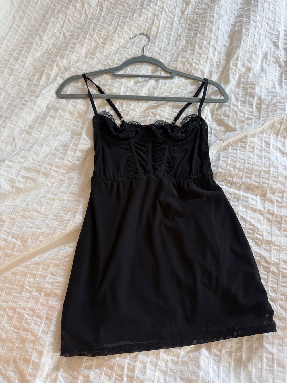 Urban Outfitters Black Lace-Trim Slip Dress